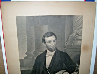 Old Antique Print of Abraham Lincoln Engraved by John Sartain 1864 3
