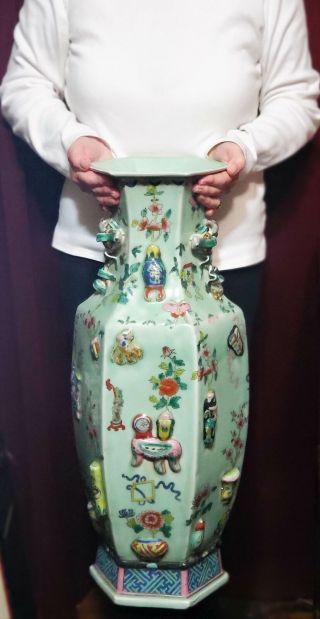 Vintage Chinese Porcelain Large Floor Vase Famille Rose Enamels Marked