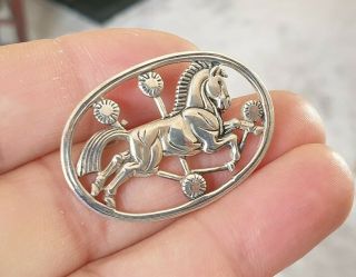 Vintage Danish Sterling Jewellery Arne Johansen Style Silver Horse Brooch Pin