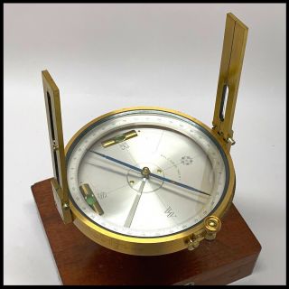 Antique Brass W.  & L.  E.  Gurley Surveying Compass In Wood Box