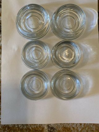 Set Of 6 Anchor Hocking Thick Clear Glass Furniture Coaster Caster Cups Vintage