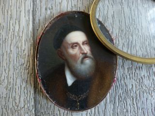 Very Fine Antique 18th / 19th Century Old Man Miniature Portrait