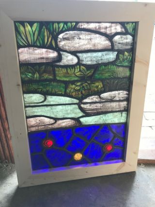 Sg 2549 Antique Painted In Fired Stainglass Window 21 X 27.  75