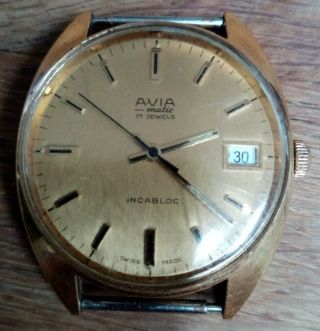 Vintage Avia Matic 17 Jewels Incabloc Watch