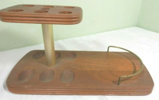Vintage Solid Wood Tobacco Pipe Stand Holder Wooden Rack - Holds 6 Pipes No Jar