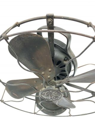 Antique Vtg GE General Electric 12” Tilt Fan Green Loop Handle Osculating 3