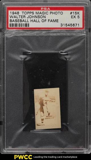 1948 Topps Magic Photo Hall Of Fame Walter Johnson 15k Psa 5 Ex