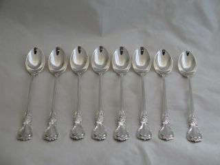 Set Of 8 Reed & Barton Sterling Silver Burgundy Iced Tea Spoons