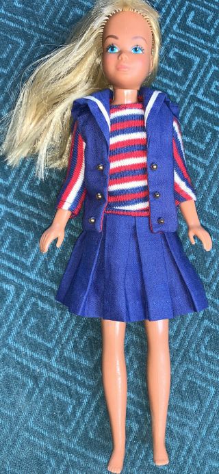 Vintage Mattel 1967 Blonde Skipper Doll In Ship Ahoy 1918 Outfit Dress & Vest