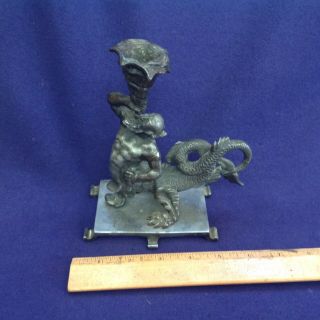Rare Antique Scylla Merman Ulisse Aldrovandi Sea Monster Mythical Mermaid Statue