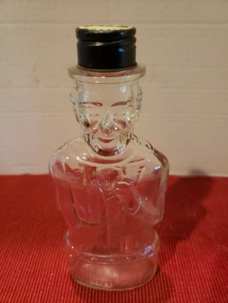 Vintage Glass Abraham Lincoln Figure Coin Bank Bottle 8 - 3/4 " Tall With Cap
