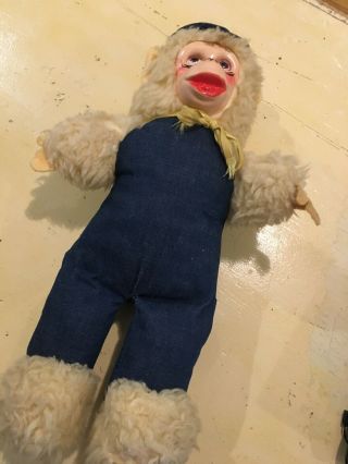 Vintage Toy Stuffed Monkey With Plastic Face