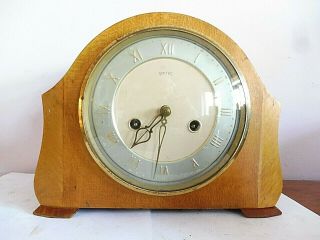 Vintage Smiths Bentwood Deco Shaped Wooden Cased Mantle Clock Read Details