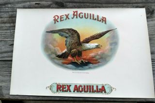 Cigar Box Label Vintage Inner C1920 Rex Aguilla Bald Eagle Embossed