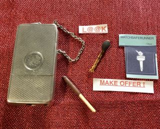 Silver 1866 Cigar Cutter Match Holder Vesta Case Match Safe Striker - 115 Gms