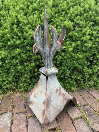 Ex Large Antique Victorian Metal Scroll Roof Ornament Tin Finial Corbel Bracket 2