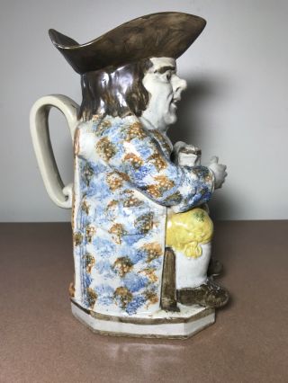 Antique Large Rare Toby Jug Seated Holding Pitcher And Pipe At Feet. 2