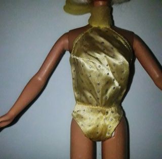 Vintage Barbie Body Maillot Jaune Pois Argent