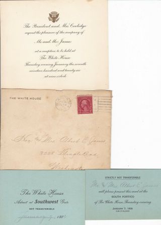 1921 Vintage Calvin Coolidge White House Reception Invitation With Two Passes