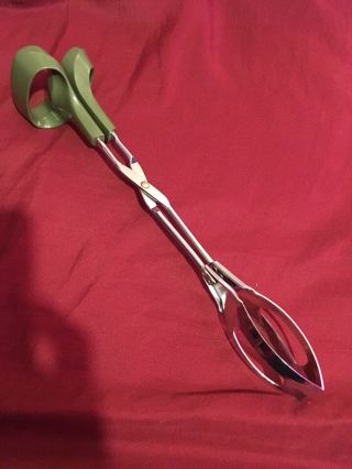 Vintage Earthgrown Kitchen Utensil Canning Tongs Stainless & Green Fast Ship