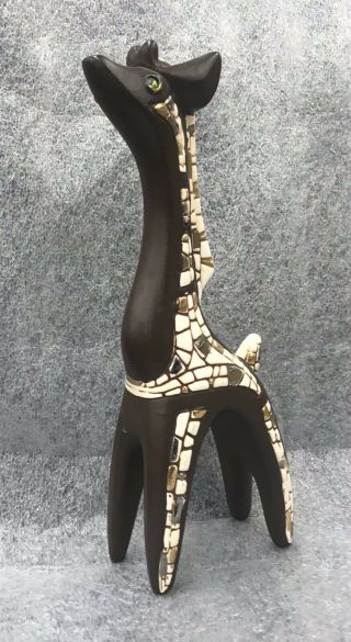 Vintage Giraffe Mid Century Modern Porcelain Tile Type Accents Rhinestone Eyes