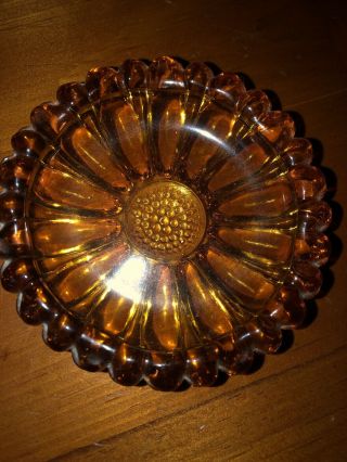 Vintage Round Amber Hobnail Glass Ash Trays 1950’s 60’s