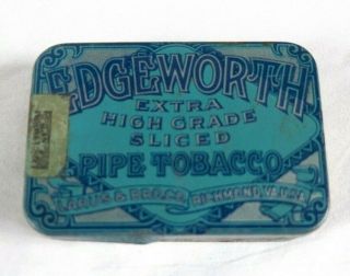 Vintage Edgeworth Sliced Pipe Tobacco Tin Clamshell Tax Stamp