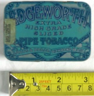 vintage EDGEWORTH sliced pipe tobacco TIN clamshell TAX STAMP 2