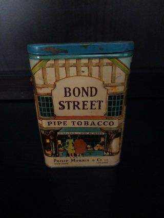 Bond Street Pipe Tobacco Vintage Tin - Philip Morris & Co,  1940s,  Pocket Style