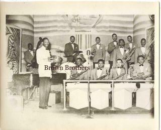 Vintage 1940s Jazz Milt Larkin With Trumpet & Band Photo - Brown Brothers