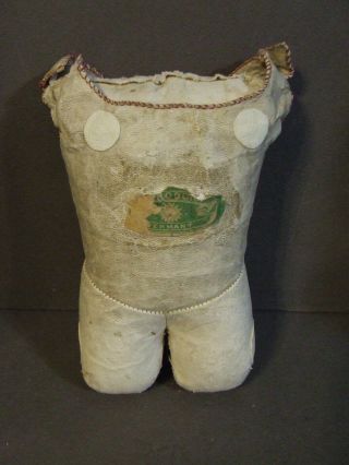 Antique Stitched German Leather Sawdust Doll Body For Parts/repair