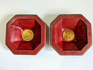 Set Of Two Vintage Eagle Ashtrays Glass Bowls 8 Sided Military Or Presidential?