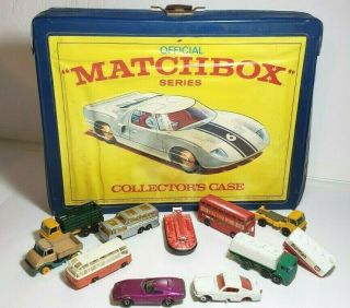1968 Matchbox 48 Car Collectors Case Includes 10 Matchbox Cars Vintage