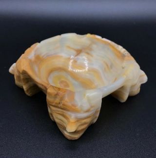 Vintage Natural Stone Carved Onyx Ashtray Aztec Mayan Faces