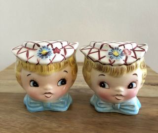Vintage Lefton Miss Dainty Salt And Pepper Shakers Esd Japan 7028 Kitschy Cute