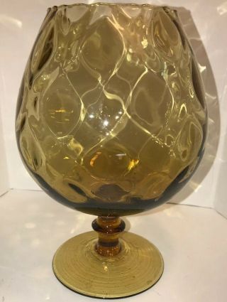 Empoli Amber Brandy Snifter 8 1/2” Mcm Vintage Glass Vase Italian