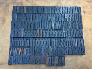 Large Antique Vtg Page ? Wood Letterpress Print Type Block A - Z Letters ’s Set