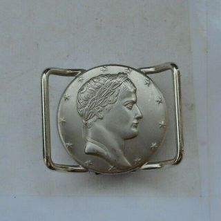 Rare Vintage Swank Belt Buckle Form Watch Wind Up Clock Coin Form Unique Look Nr