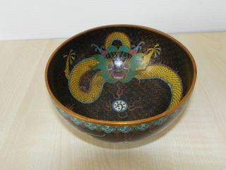 19th/20th Century Chinese Cloisonne Dragon Bowl Lao Tian Li Signed (1)