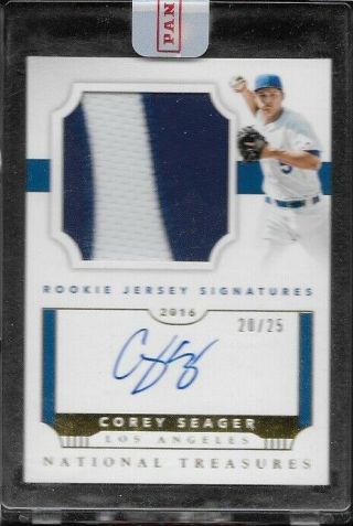 2016 Panini National Treasures Corey Seager Rookie Patch Auto Rpa Gold 20/25