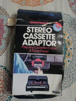 Vintage Nos Sparkomatic Sca10 Stereo Cassette Adapter For 8 Track Player