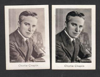2 Charlie Chaplin Film Star,  Vintage 1930s German Cigarette Cards 206