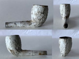 Antique Partial Clay Pipe Bowl & Stem - Roman Emporer & Harp? Design