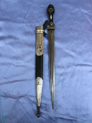 antique russian caucasian silver dagger kinjal kindjal sword shamshir sword 2