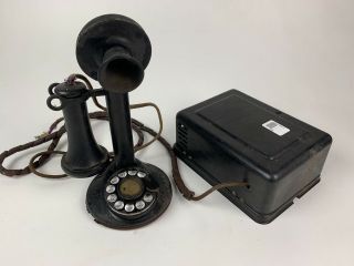 Antique American Tel.  And Tel.  Candlestick Phone - Black Rare - 1982