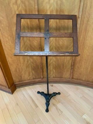 Hamilton Antique Wood And Wrought Iron Music Stand W/ Decal.