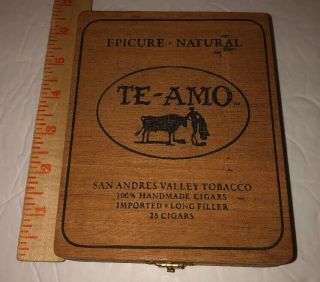 Vintage Wooden Cigar Box Te - Amo Mexico 5.  5 X 4.  5 Inches