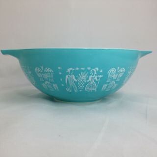 Vintage Pyrex 444 Turquoise Amish Butterprint Mixing Nesting Cinderella Bowl 4qt