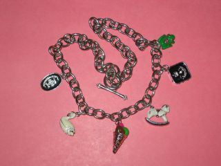 Designer Juicy Couture Vintage Link Necklace With Enamel Charms