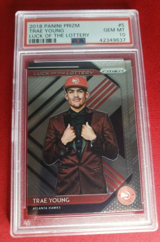 Trae Young 2018 Panini Prizm Luck Of The Lottery 5 Rookie Rc Psa 10 Gem